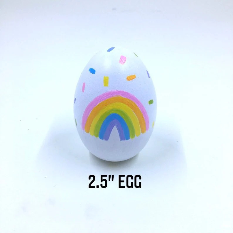 Easter egg painted with pastel rainbow and sprinkles - wood Easter egg with name and rainbow - ra... | Etsy (US)