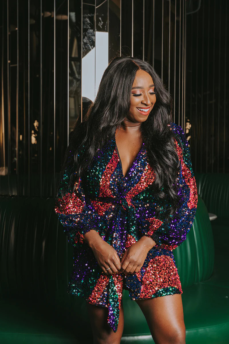 BuddyLove | Adeline Sequin Wrap Dress | Party | BuddyLove