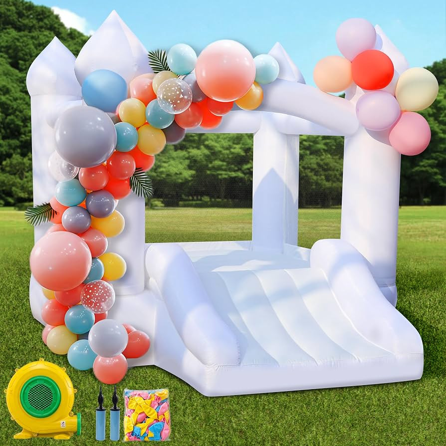White Bounce House for Kids: Portable Inflatable Bouncy House with Blower for Indoor Outdoor Birt... | Amazon (US)