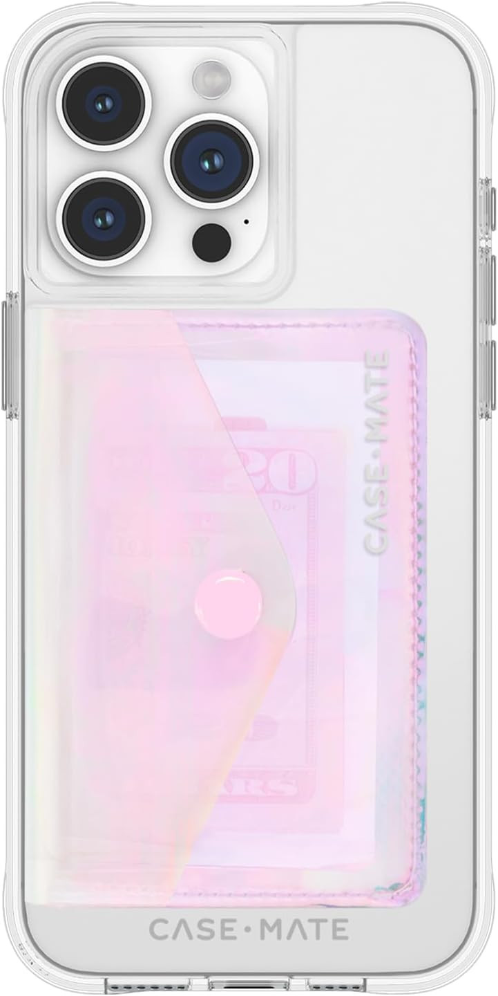 Case-Mate Soap Bubble Magnetic Wallet for iPhone [Card Holder] Slim MagSafe Wallet [Holds up to 5 Cards] Detachable Snap Closure Magnetic Phone Wallet for iPhone 15 Pro Max / 14 Pro / 13 - Iridescent | Amazon (US)