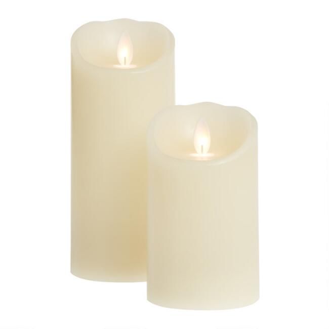 Ivory Flameless Flickering LED Pillar Candle | World Market