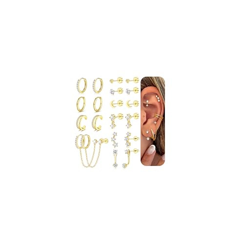 Florideco Small Gold Earrings for Women Hypoallergenic 20G Surgical Stainless Steel Flat Back Stu... | Amazon (US)