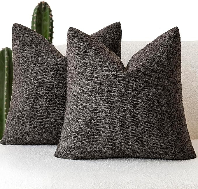 Foindtower Pack of 2 Textured Boucle Throw Pillow Covers Accent Solid Decorative Pillow Cases Coz... | Amazon (US)
