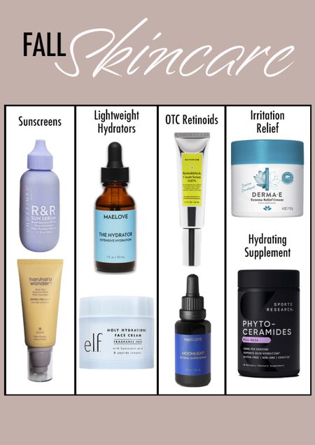 Help skin transition from summer to Fall:
1. Continue using sunscreen
2. Add a lightweight hydrator
3. Start or continue using a retinoid
4. Purchase irritation relief cream
5. Hydrate from the inside with a phytoceramide supplement

#LTKSeasonal #LTKover40 #LTKbeauty
