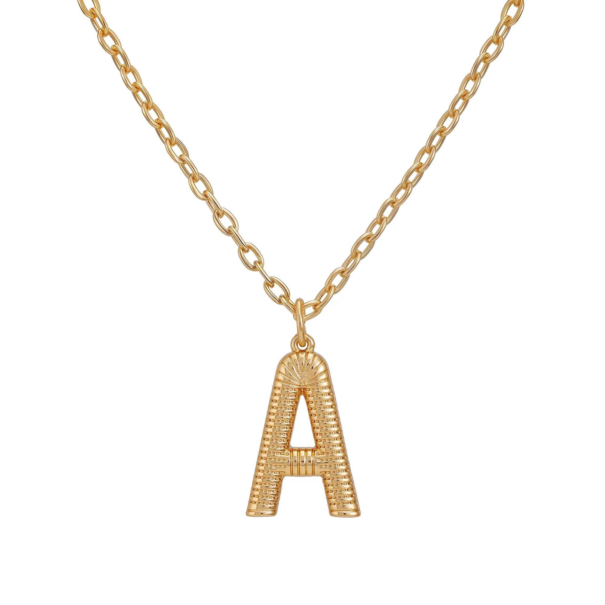 Time and Tru Women's Goldtone Initial A Necklace with Giftable Pouch | Walmart (US)