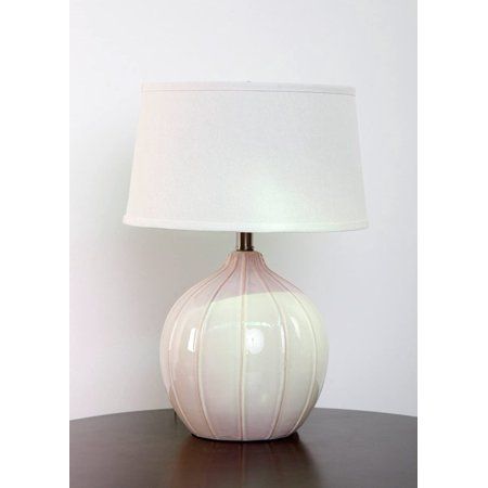 BWYTYLe Highlands Antique White Ceramic Table Lamp with Natural Drum Hardback Shade | Walmart (US)