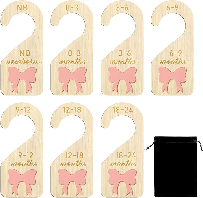 R HORSE Wooden Baby Closet Dividers - 8Pcs 3D Coquette Pink Bow Baby Closet Organizer Double-Side... | Amazon (US)