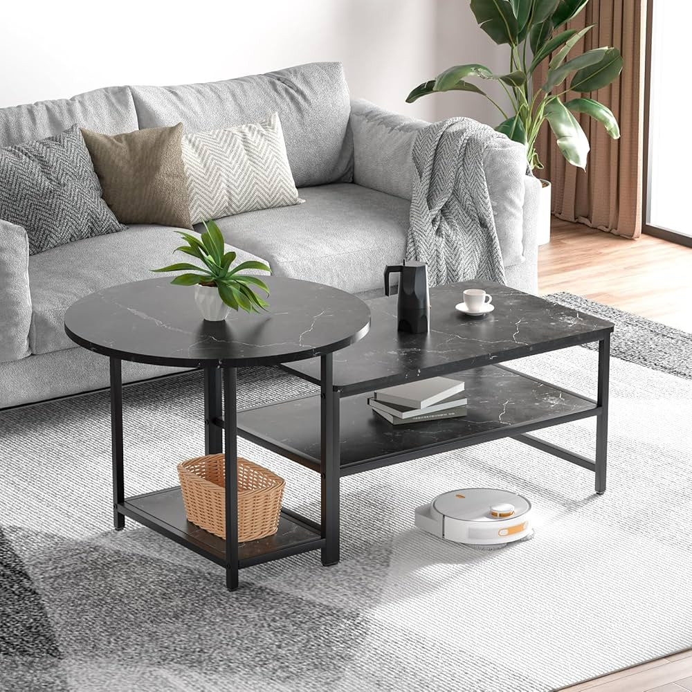 WOHOMO Coffee Table, Black Modern Coffee Tables for Living Room 2 in 1Detachable Small Center Tab... | Amazon (US)