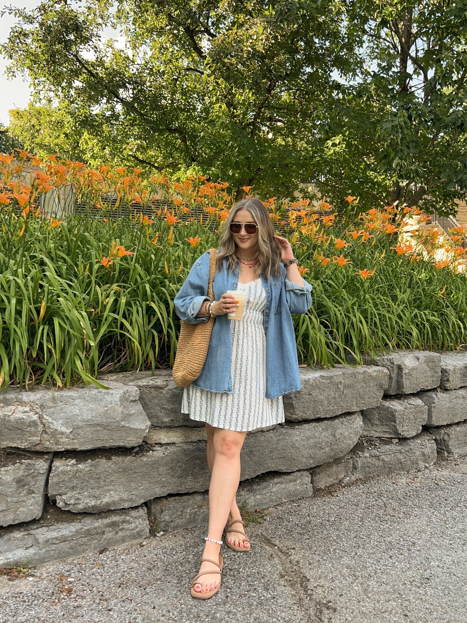 Casual summer outfit! Wearing my usual size L in both dress and denim shirt. I’m a 9.5-10 shoe and wear a 10 in the crocs sandals. Canadian links are under “similar products”

#LTKsummer #LTKdresses #LTKmidsize