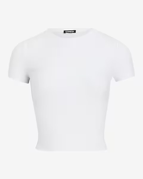 Fitted Ribbed Crew Neck Cropped Tee | Express