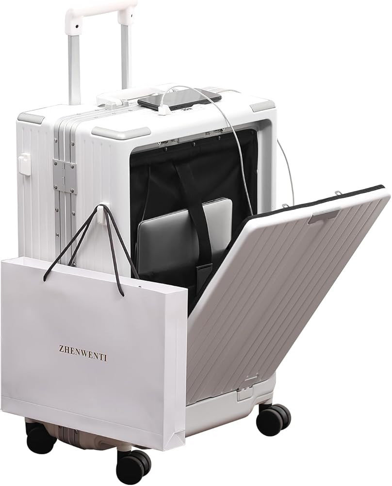 YUNASAY Aluminum Frame Carry on Luggage with Cup Holder&Phone Holder, Usb Port, TSA Lock, Front C... | Amazon (US)