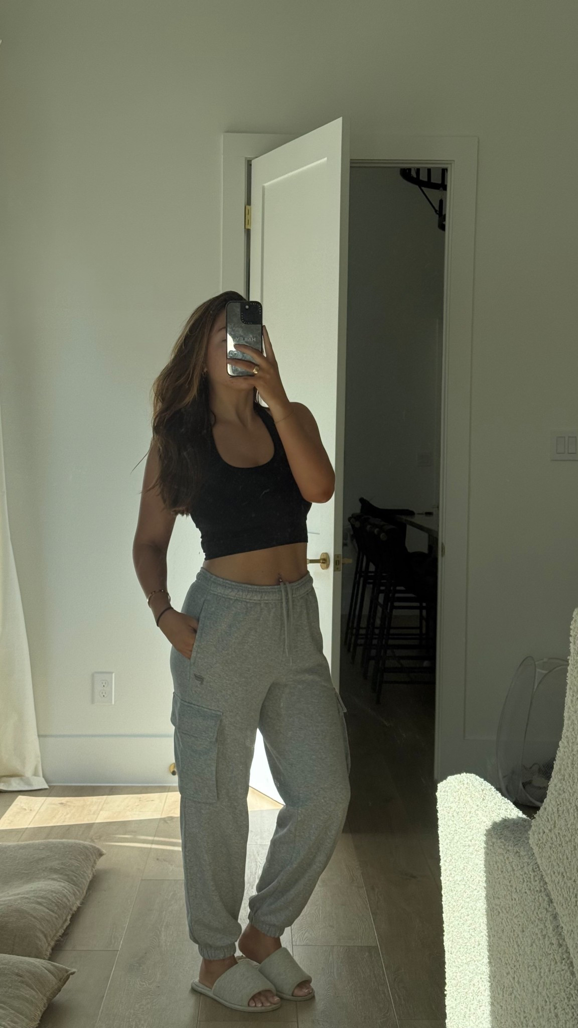 Light grey / gray cargo jogger sweatpants for fall!! Definitely size down bc im a true small (150lbs at 5’5”) and im wearing an XS here and theyre still very oversized fit

#LTKActive #LTKSeasonal #LTKFamily