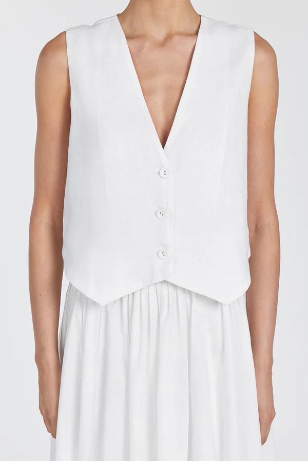 BANKS WHITE LINEN VEST | DISSH