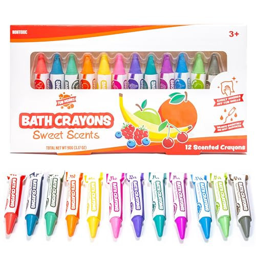 Tub Works® Sweet Scents Smooth™ Bath Crayons Bath Toy, 12 Pack | Nontoxic, Washable Bath Crayons for Toddlers & Kids | Unique Formula Draws Smoothly & Vividly on Wet & Dry Tub Walls | Scented Crayons | Amazon (US)