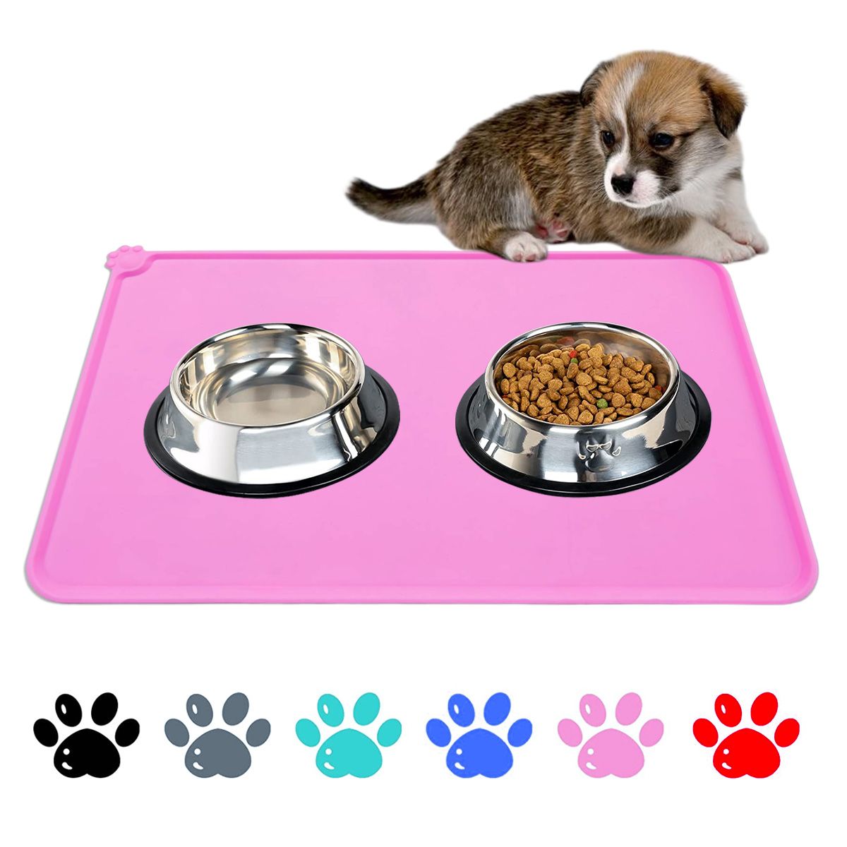 Silicone Waterproof Dog Cat Pet Food Mats Tray - Non Slip Pet Dog Cat Bowl Mats Placemat - FDA Gr... | Walmart (US)