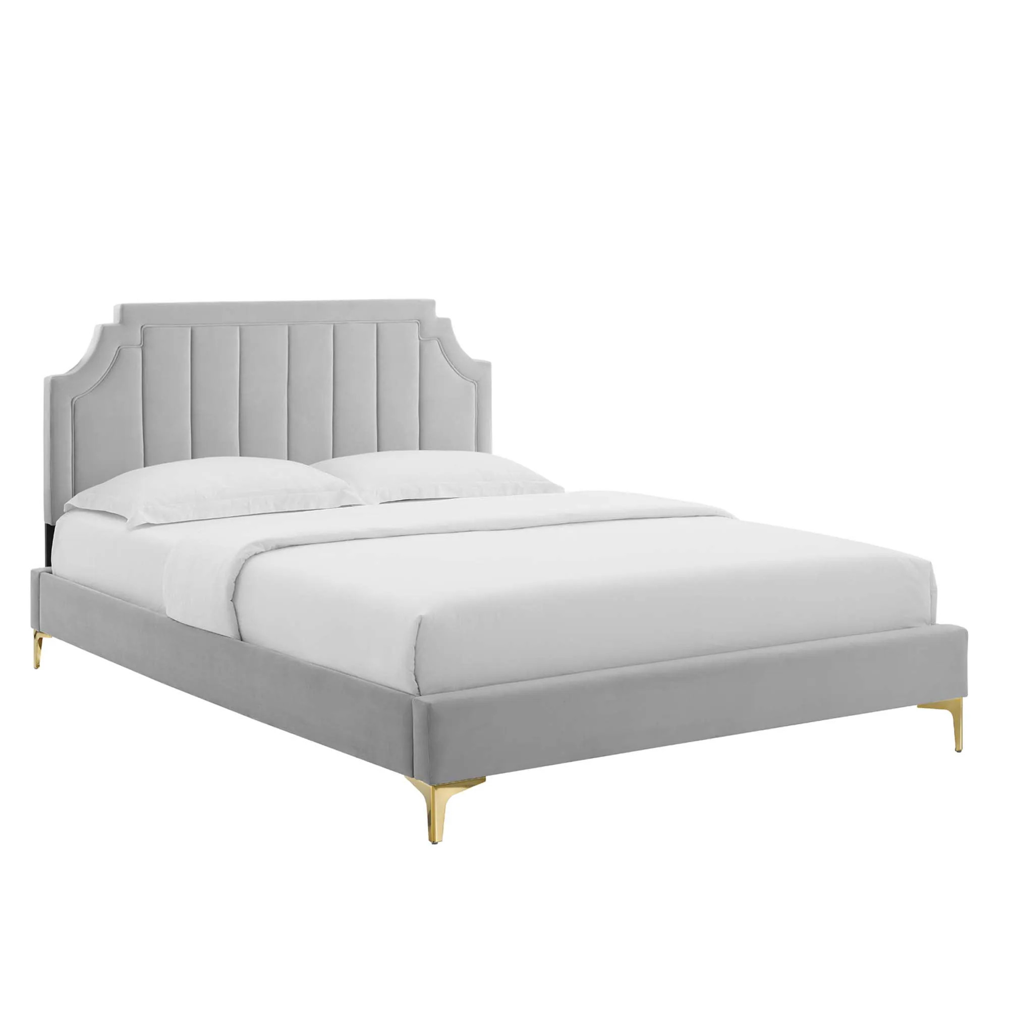 Modway Sienna Performance Velvet Full Platform Bed in Light Gray one_size | MOD-6912-LGR | Lowe's