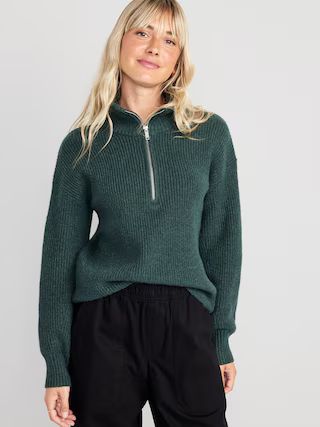 1/2-Zip Shaker-Stitch Pullover for Women | Old Navy (US)