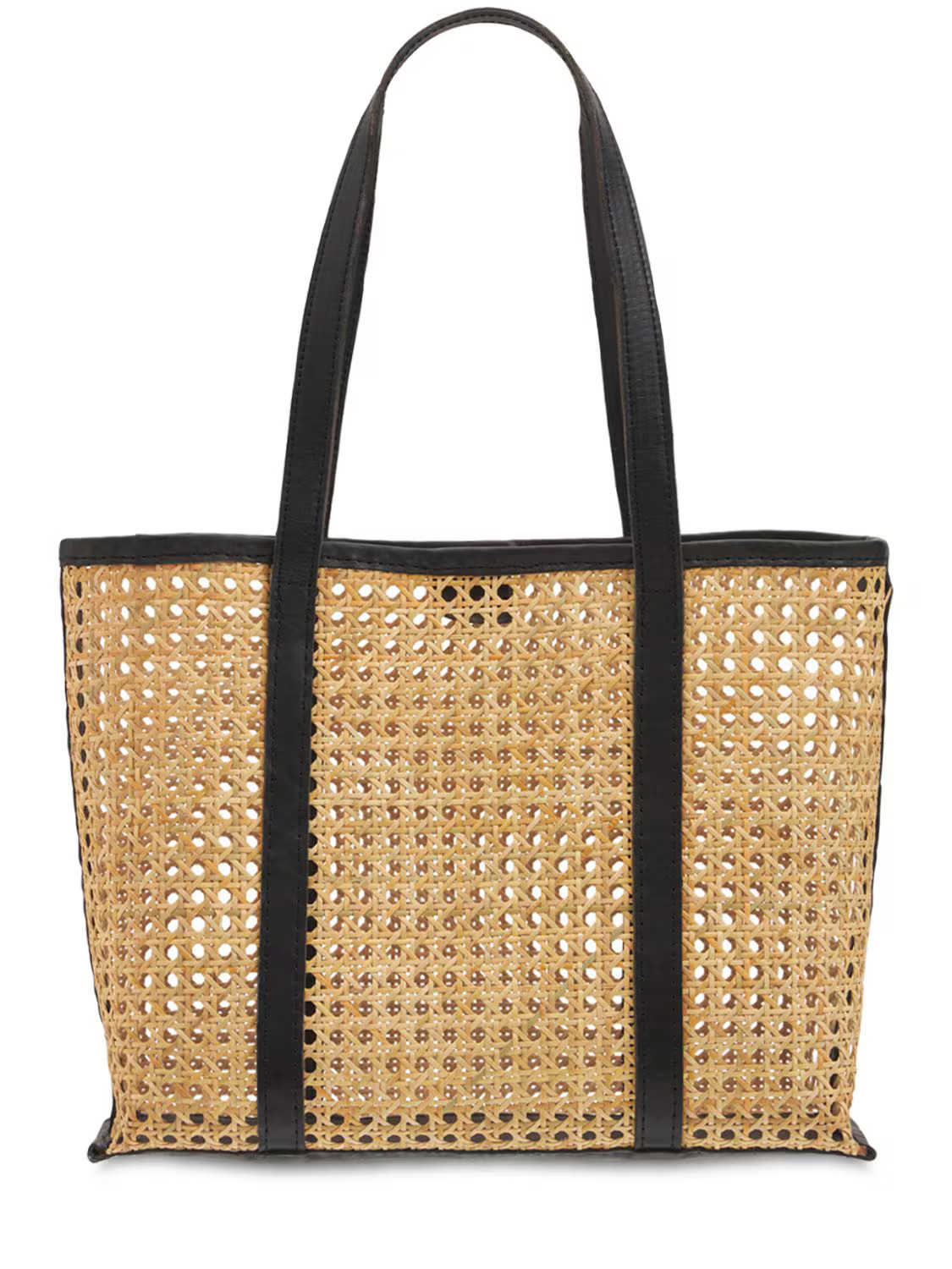 Bembien - Medium margot rattan & leather tote bag - Natural/Black | Luisaviaroma | Luisaviaroma