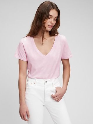 100% Organic Cotton Vintage V-Neck T-Shirt | Gap (US)