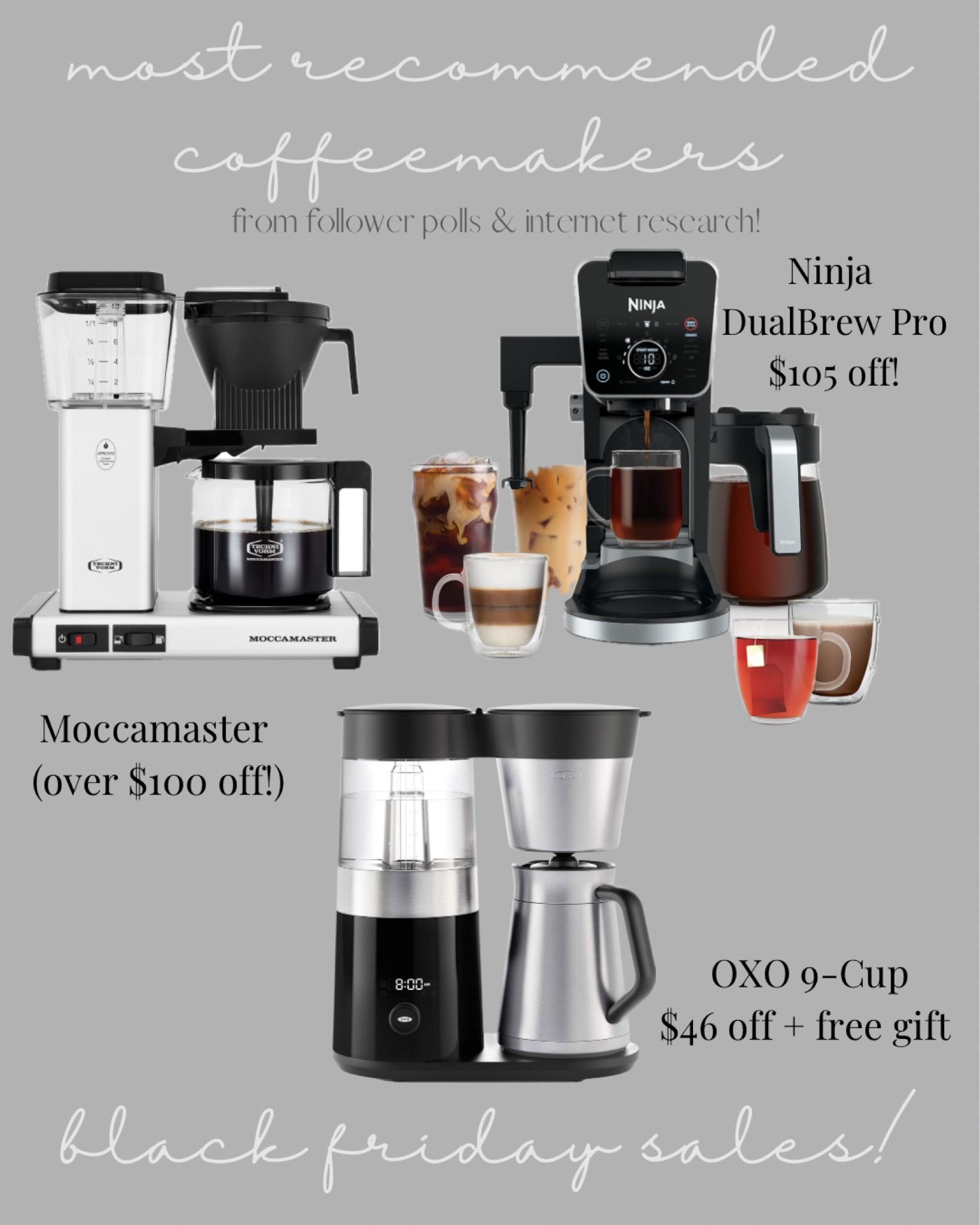 After our coffeemaker stopped working, I went on a mission to find the best possible replacement! I polled my audience and did a ton of online research and found these 3 came up repeatedly at the top of the lists. And they’re all on sale for Black Friday right now!!! 

#LTKsalealert #LTKGiftGuide #LTKCyberWeek