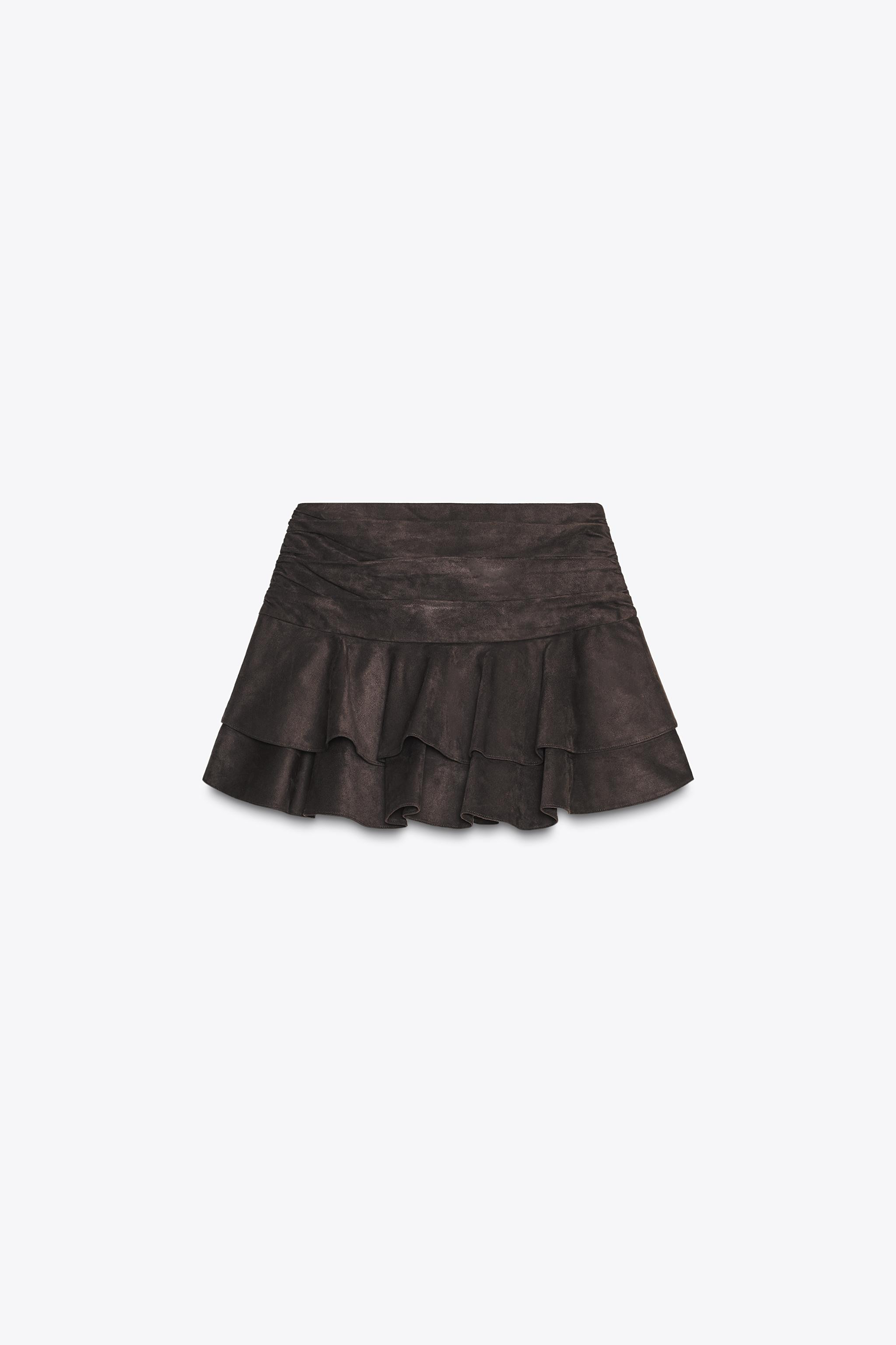 SUEDE EFFECT RUFFLE SKORT | Zara UK