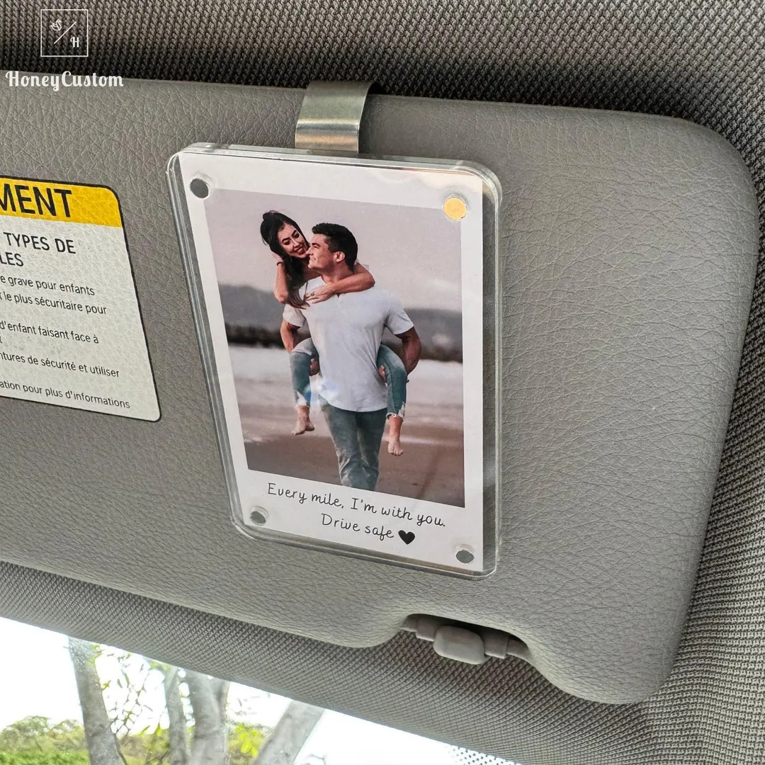 Personalized Long Distance Gift for Him or Her – Custom Photo Car Visor Clip, Drive Safe Gift, ... | Etsy (US)