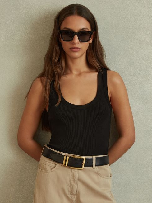 Ribbed Cotton Blend Vest | Reiss US