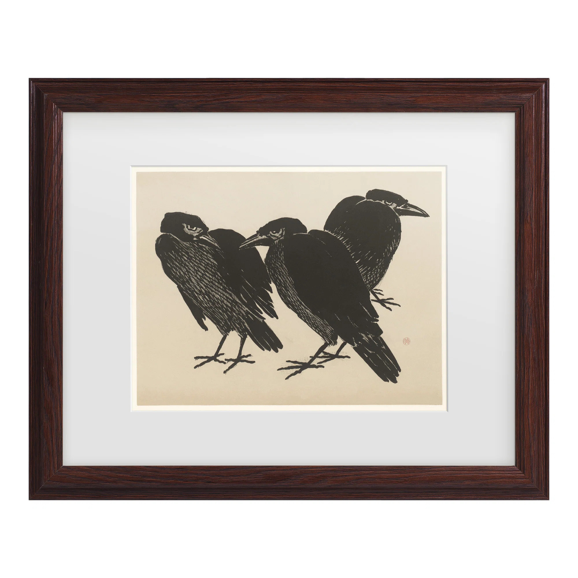Winston Porter Henri Charles Guérard Three Crows, 1872 1897 Matted Framed Art | Wayfair | Wayfair North America
