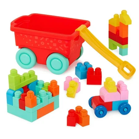 Battat Red Builder’s Wagon with 40+ Building Plastic Blocks, Toddler and Preschool Toys | Walmart (US)