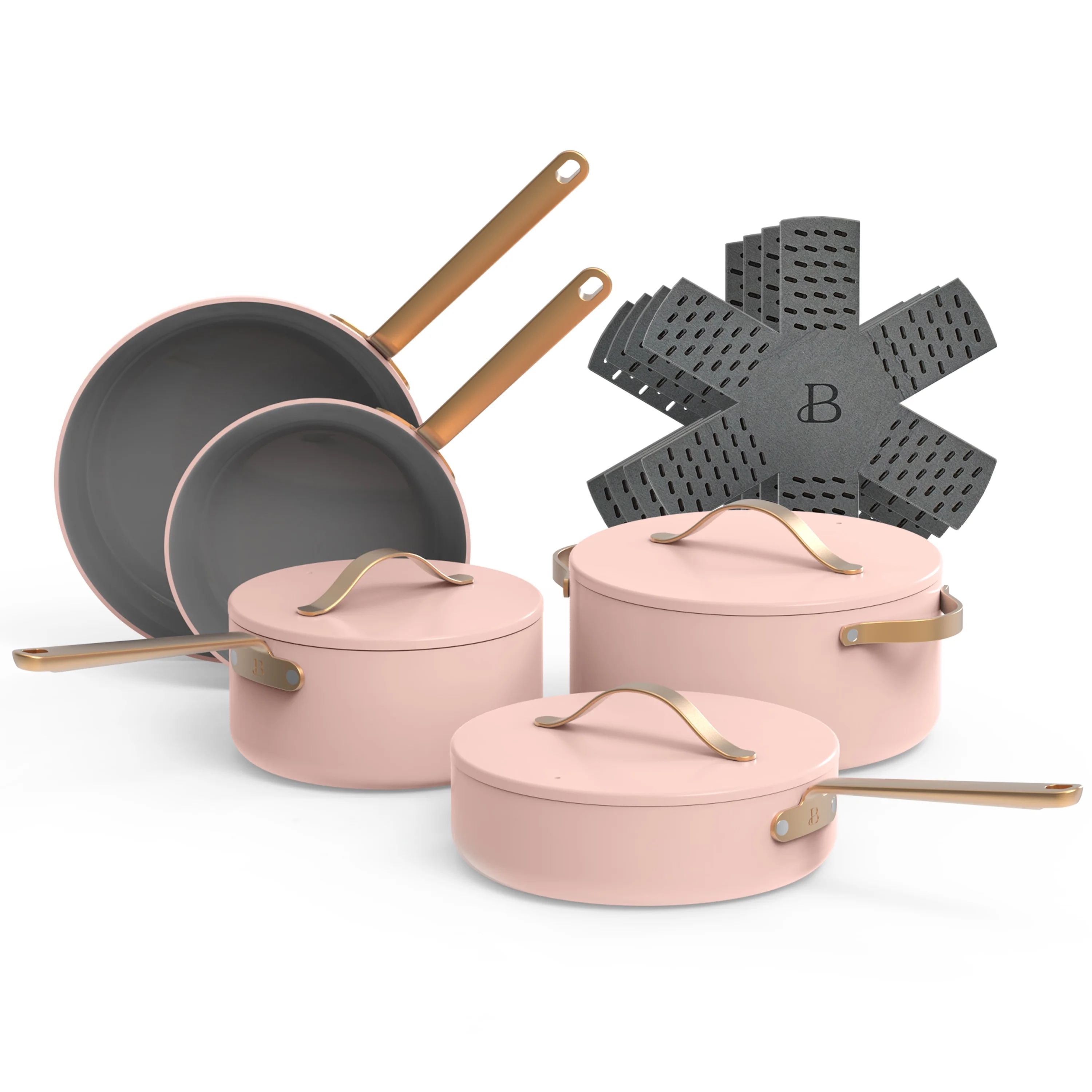 Beautiful 12pc Ceramic Non-Stick Cookware Set, Rose by Drew Barrymore - Walmart.com | Walmart (US)