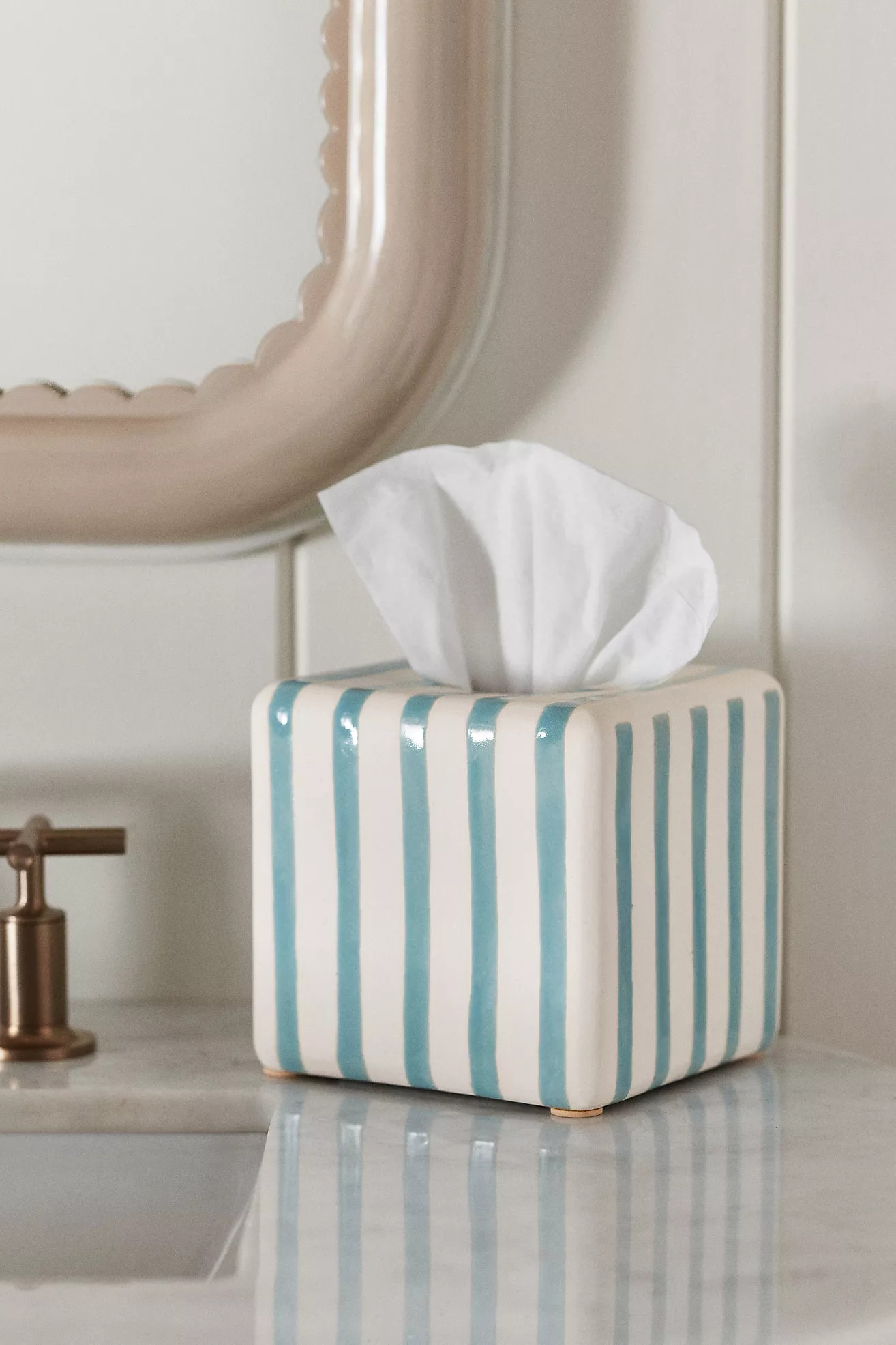 Striped Ceramic Tissue Box Cover | Anthropologie (US)