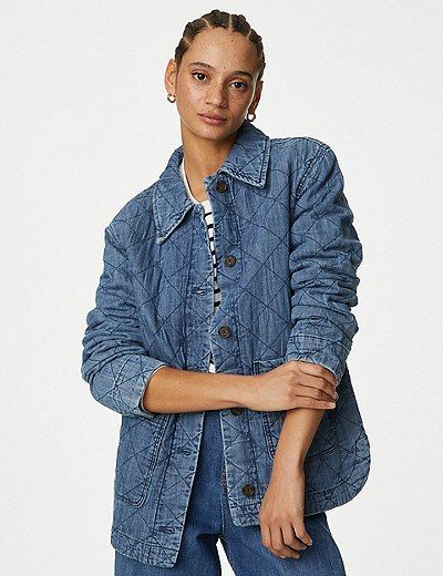 Pure Cotton Denim Quilted Shacket | Marks and Spencer AU/NZ