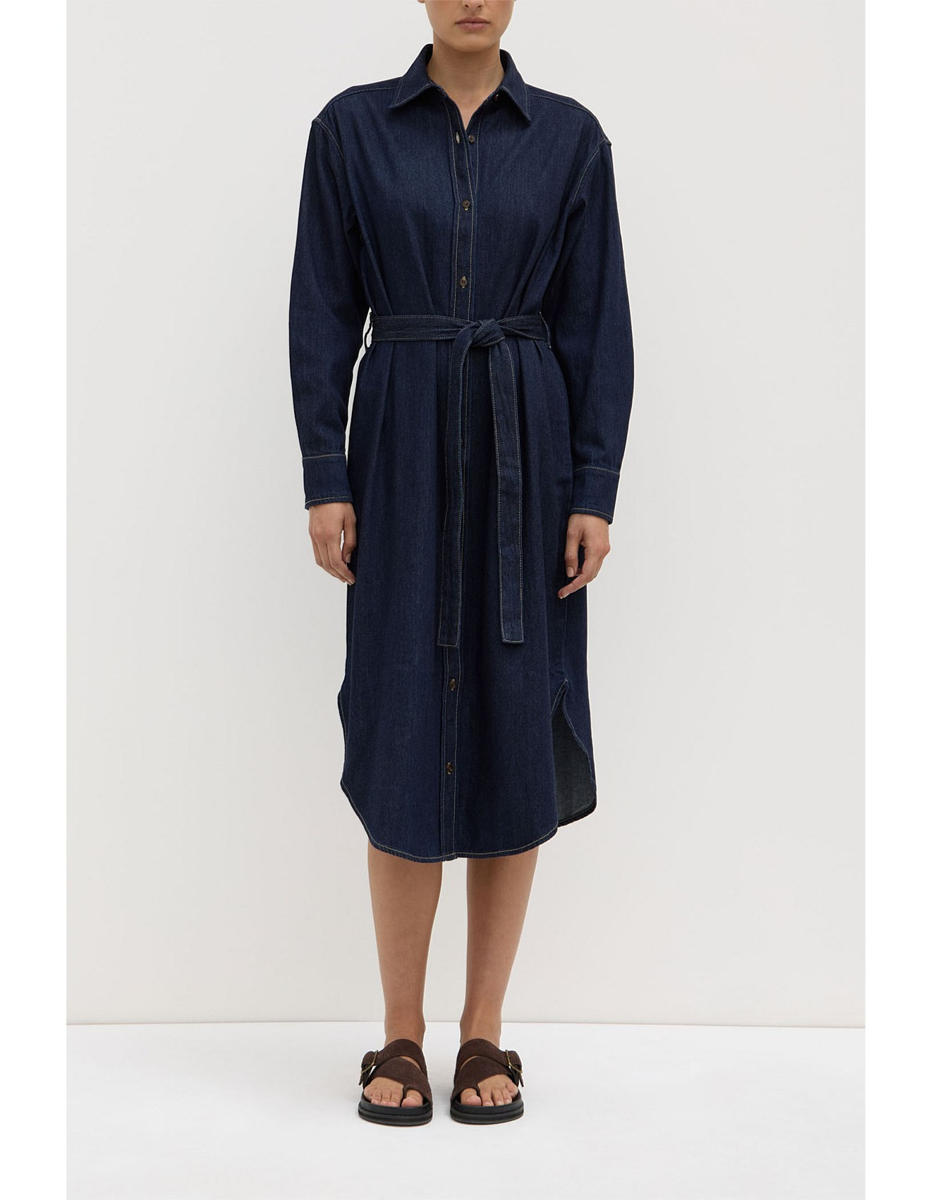 Kiera Recycled Denim Midi Shirt Dress Deep Indigo | David Jones (Australia & New Zealand)