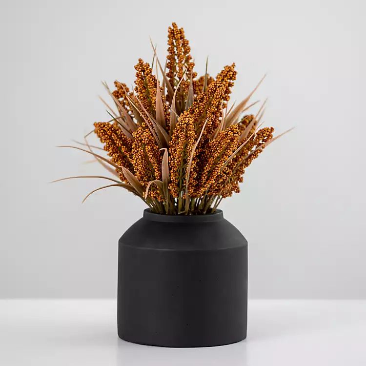 New! Orange Wheat Arrangement in Black Vase | Kirkland's Home