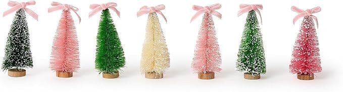 Two's Company Bottlebrush Trees with Bow in Gift Box, 4-Inch, Sisal, Set of 7 | Amazon (US)