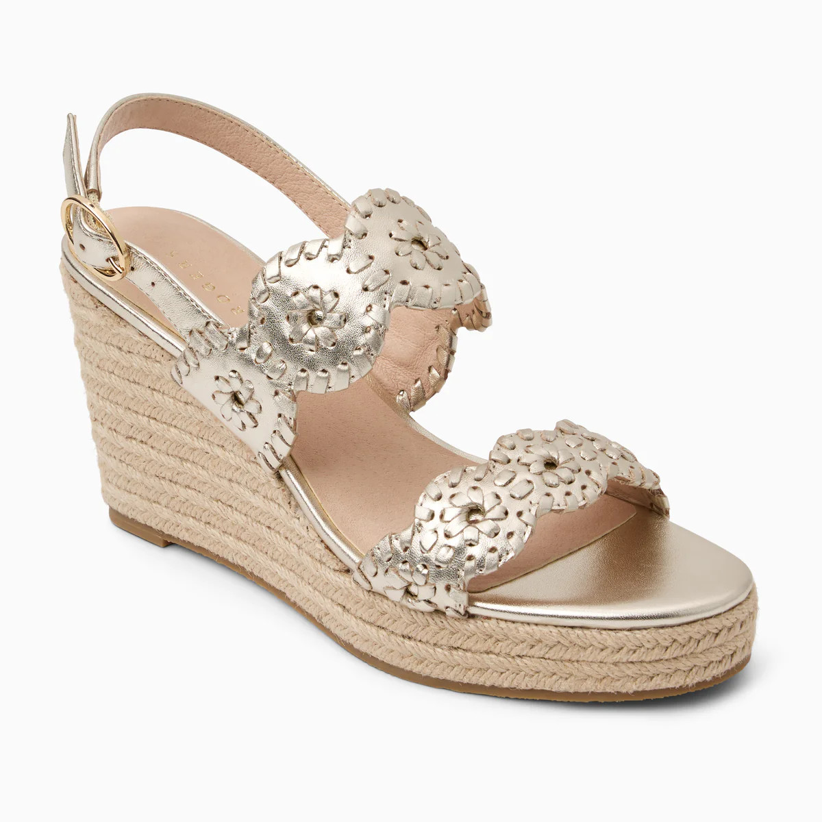 Jack Rogers Laurin Wedge Heels — Platinum Metallic Nappa | Jack Rogers