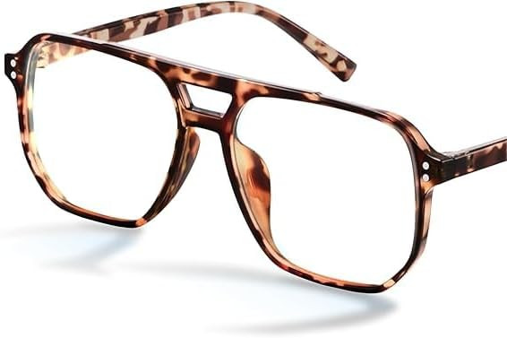 livho Blue Light Blocking Glasses, Fashion Fake Oversized Aviator Vintage Glasses, Retro Pilot Co... | Amazon (US)