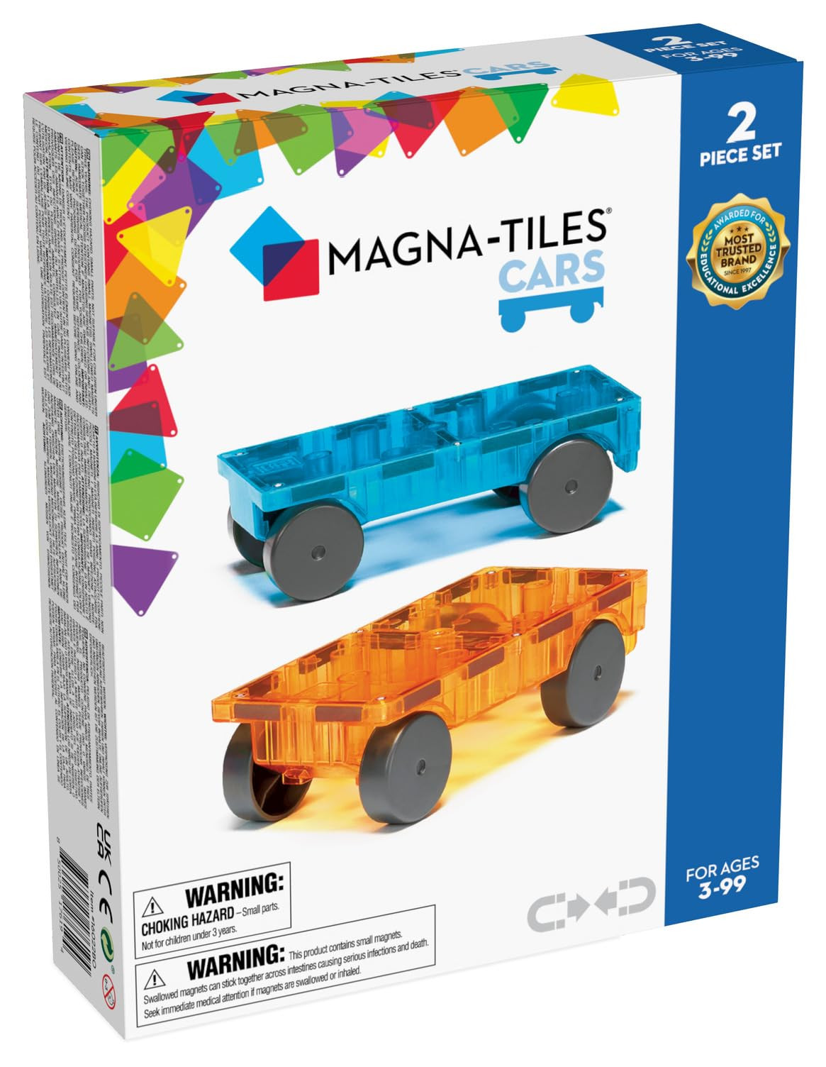 MAGNA-TILES Cars – Blue & Orange 2-Piece Magnetic Construction Set, The Original Magnetic Build... | Amazon (US)