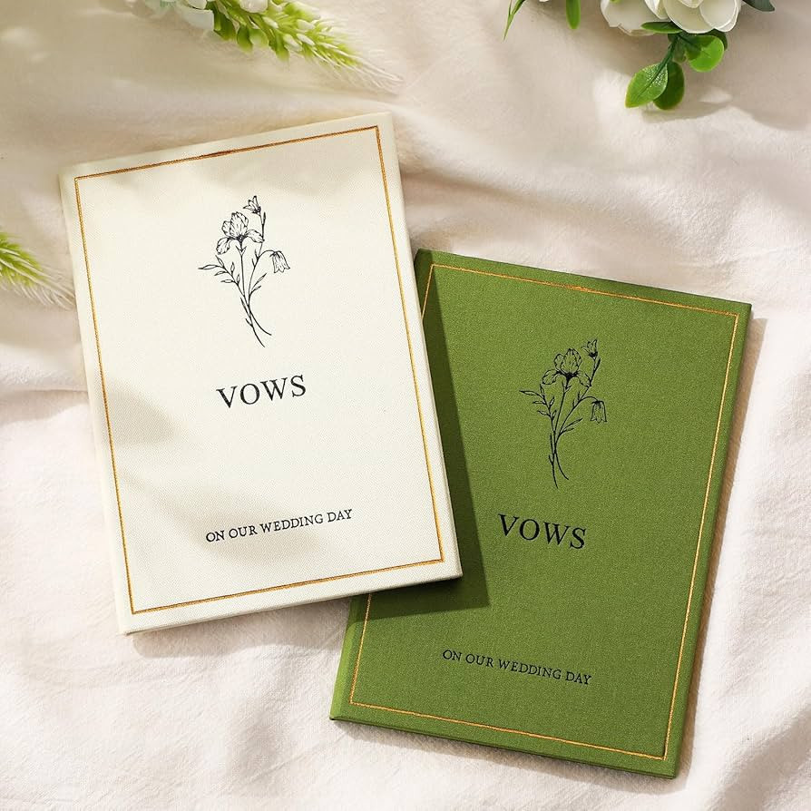 Engrowtic Set of 2 Wedding Vow Books His and Hers Vows on Our Wedding Day Notebooks with Gold Foi... | Amazon (US)