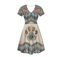Xpyiqun Women Summer Dress A-line Party Dance Dresses 1/4 Sleeve T-Shirt Dress | Amazon (US)