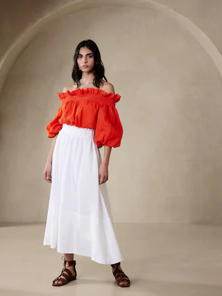 Bria Linen Midi Skirt | Banana Republic (CA)