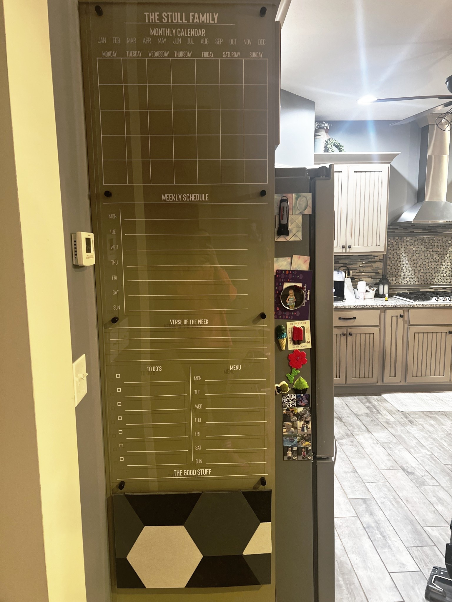 We also recently did a little DIY and created this calendar / to do list / meal planning board — as our family grows and gets bigger. I feel like we’re becoming even more busy and having everything here on this chart is going to be a game changer.

This plexiglass piece was also custom cut through Home Depot and then we just used our cricket and vinyl to make it what we wanted — obsessed! 
Memo board, calendar board, chore chart, kids chores, earn screen time, kid responsibilities, mom hack, parent hack, motherhood, mom of 3, parent, parenting, parents, cricut crafting, arts and crafts, DIY, DIY chore chart, crafts, crafting, 

#LTKHome #LTKdayinmylife #LTKmomlife