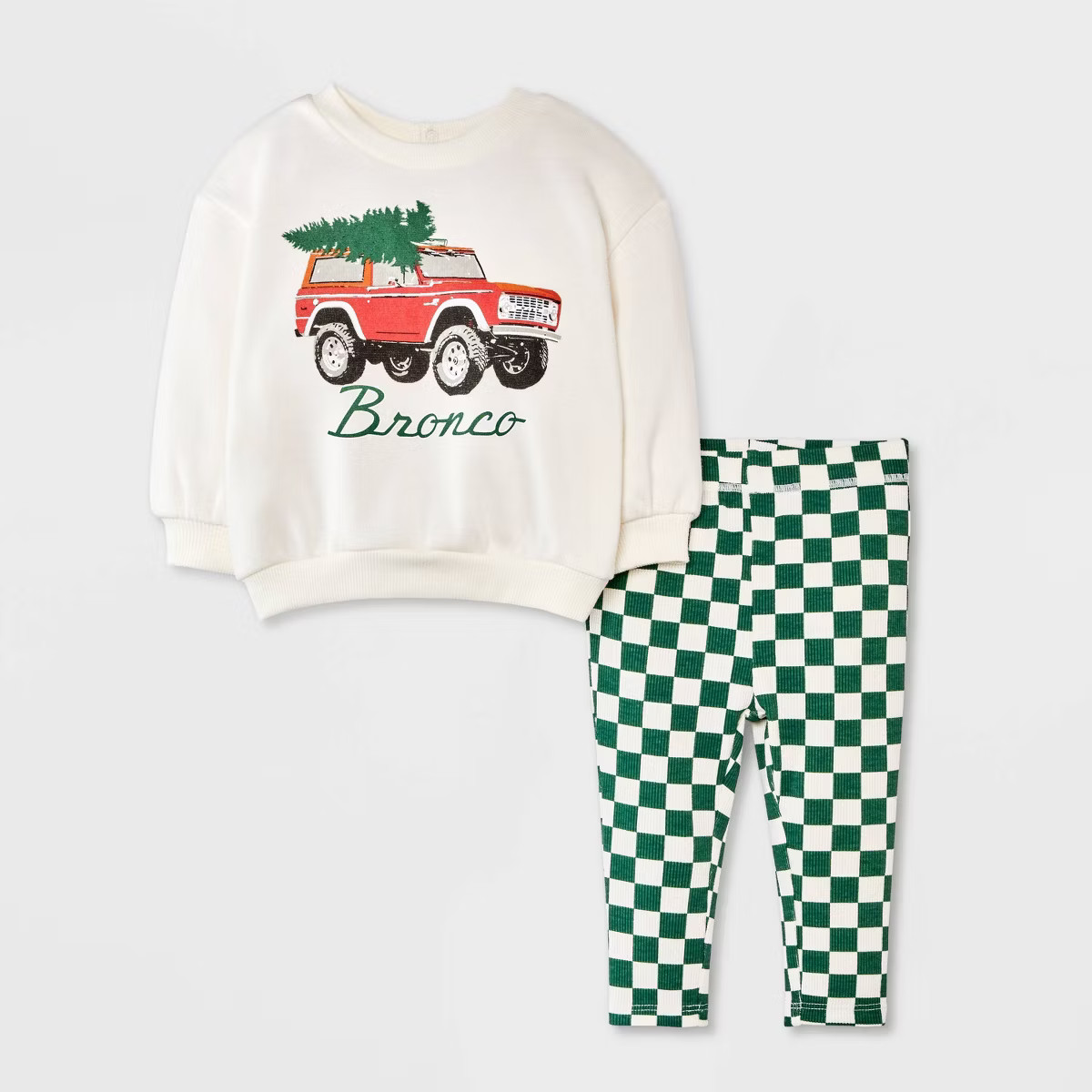 Baby Boys' Ford Bronco Christmas Tree Fleece Sweatshirt & Pants Set - Off-White 3-6M | Target