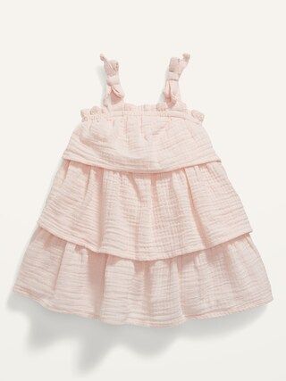 Sleeveless Tie-Shoulder Tiered Textured Swing Dress for Baby | Old Navy (US)