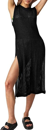 Bsubseach Swimsuit Coverup for Women Sleeveless Knitted Cover Up Crochet Dress Cover Ups for Swim... | Amazon (US)