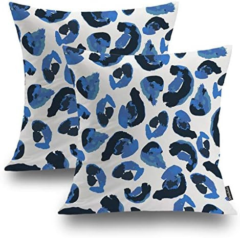 Shrahala Leopard Decorative Pillow Covers, Animal Print Leopard Spots Blue Black Cushion Case for... | Amazon (US)