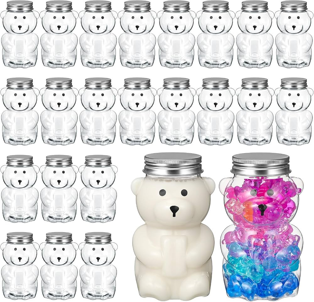 Mumufy 24 Pcs Bear Plastic Jar Empty Bear Bottle Large Capacity Candy Milk Tea Drinks Bear Shaped... | Amazon (US)