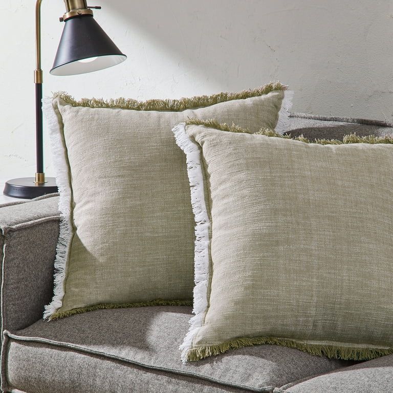 Better Homes & Gardens 20" x 20" Linen Taupe Cotton Decorative Pillows (2 Count) | Walmart (US)