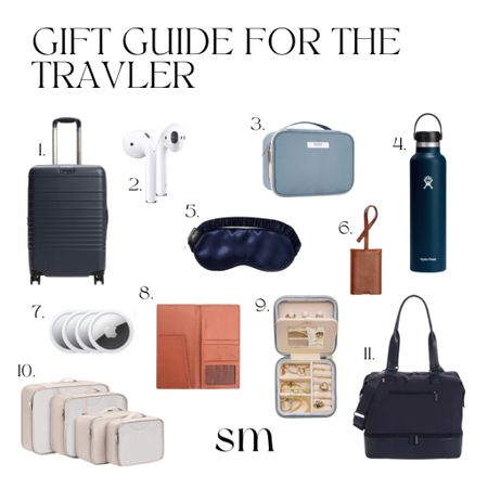Gift Guide for the traveler 
✨Plush Velvet Travel Jewelry Box 
✨Apple AirTag 
✨Hydro Flask 24-Ounce Standard Mouth ✨Cap Bottle 
✨Béis The Mini Weekend Convertible ✨Travel Bag 
✨Béis 21-Inch Rolling Spinner Suitcase 
✨Packing Cubes for Travel, 8Pcs 
✨Silk Sleepmask 
✨RFID Blocking Passport Organizer 
✨The Leather Luggage Tag 
✨Travel Makeup Bag 

#LTKHoliday #LTKSeasonal #LTKtravel