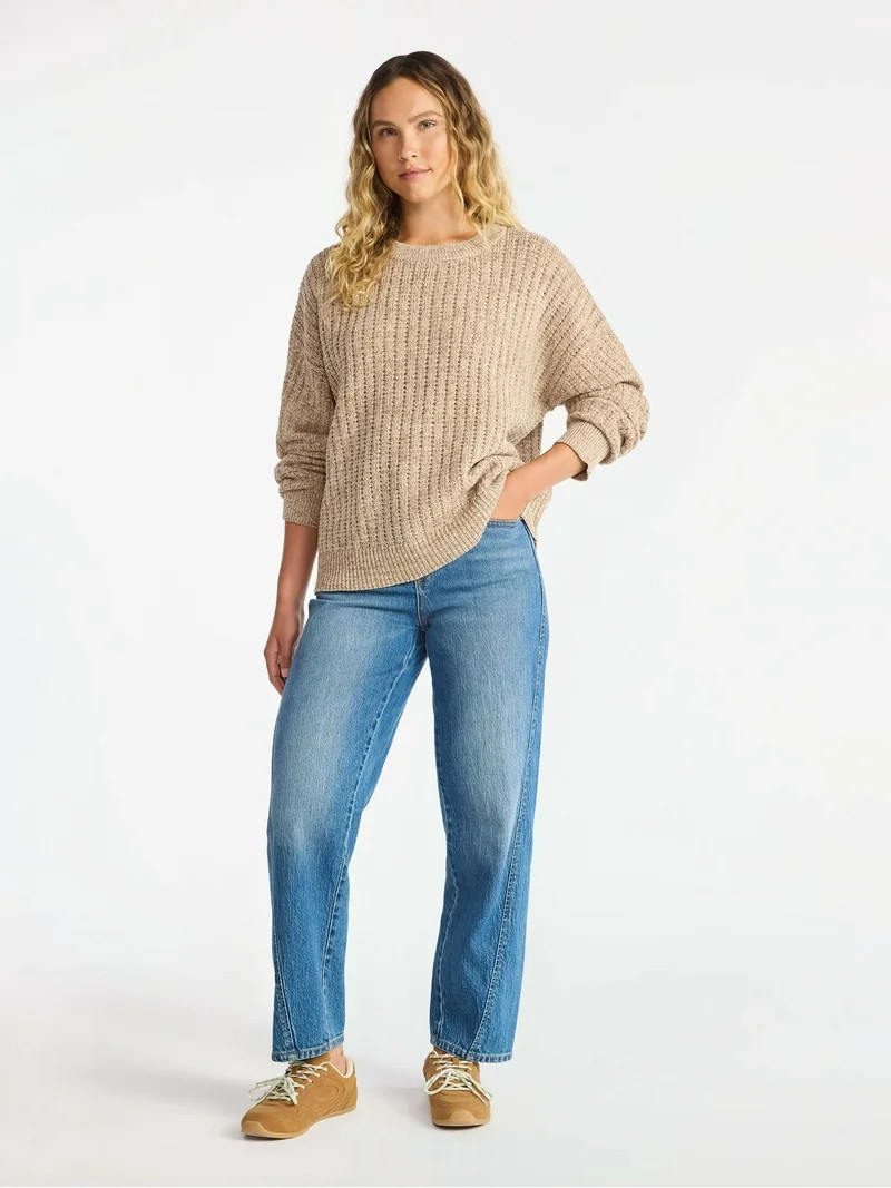 Time and Tru Women's and Women’s Plus Textured Stitch Sweater, Midweight, Sizes XS-4X | Walmart (US)